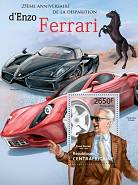 Stredoafrická republika Miniatúrny hárok 2013 MNH Enzo Ferrari - Kliknutím na obrázok zatvorte -